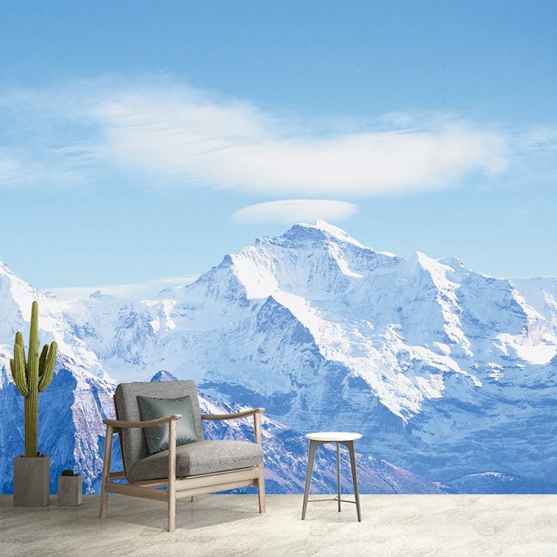 Photography Snowy Mountain Mural Decal Whole Wall Covering for Living Room, Custom-Print