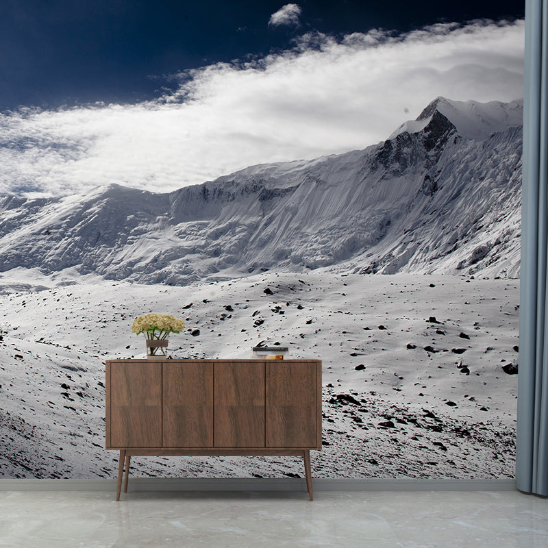 Trekking in Snow Mountain Mural Decal Contemporary Washable Living Room Wall Decor, Custom-Made