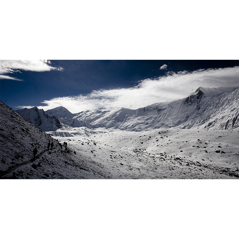 Trekking in Snow Mountain Mural Decal Contemporary Washable Living Room Wall Decor, Custom-Made