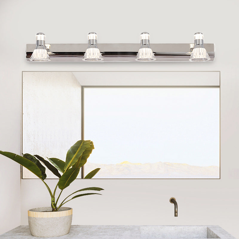 Stile contemporaneo conico conico light alluminio 2/3/4 luci bagno in acciaio inossidabile illuminazione da vanità, luce calda/bianca