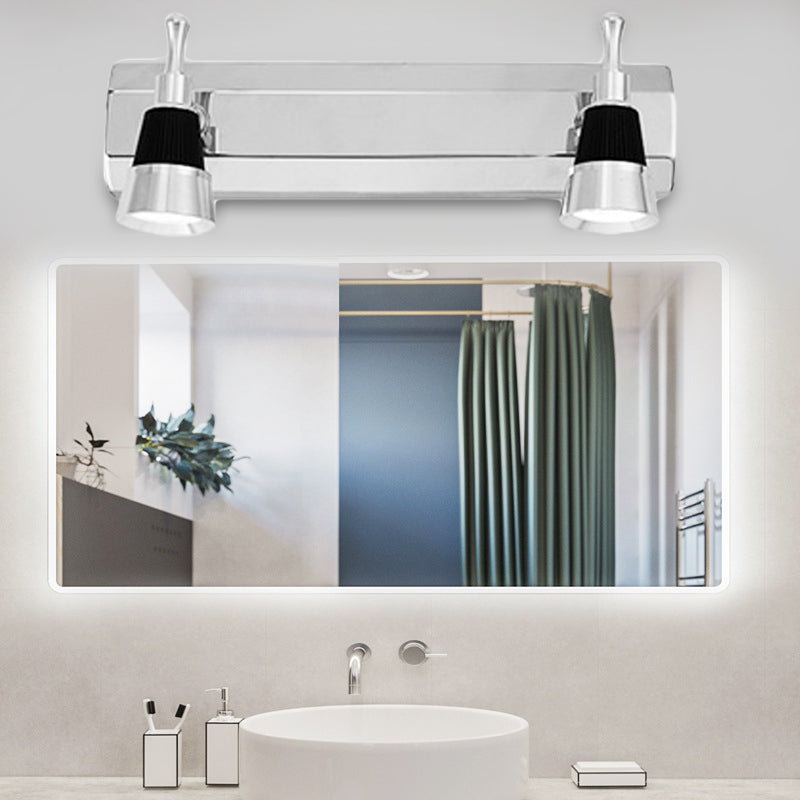 Cono modernista Vanity luce alluminio illuminazione calda/bianca Lampada da parete da bagno a 2/luci in acciaio inossidabile