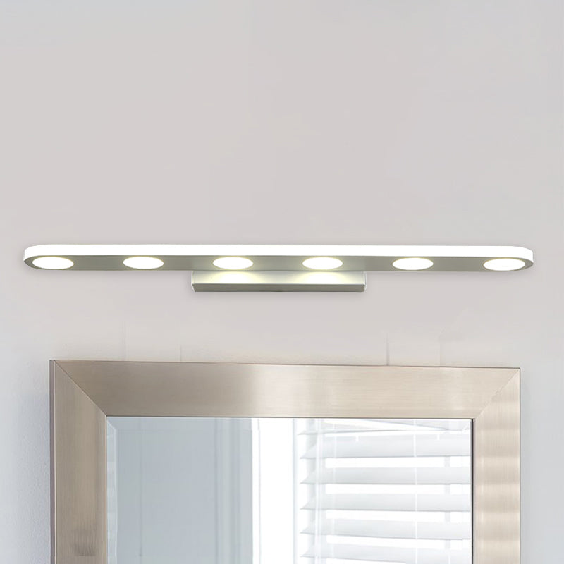 Bagno oblungo LED Vanity Light Acrilico 4/6 Luci Simplicità Specchio montato a parete Accensione in caldo/bianco