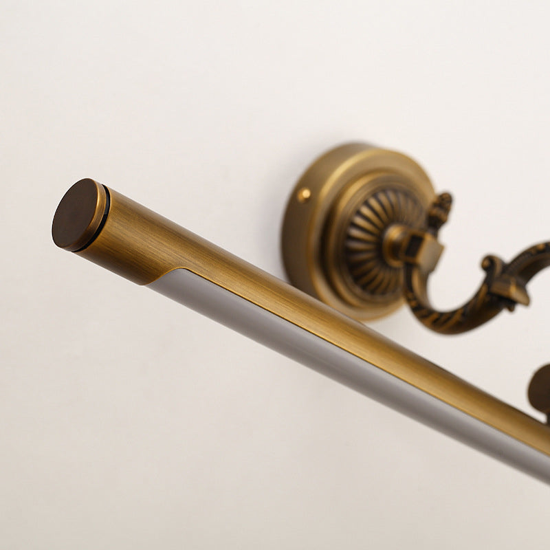 Metálico tubular pared apliqué vintage de 14 "/18" W LED LED de pared de tocador con brazo curvado en latón para el baño