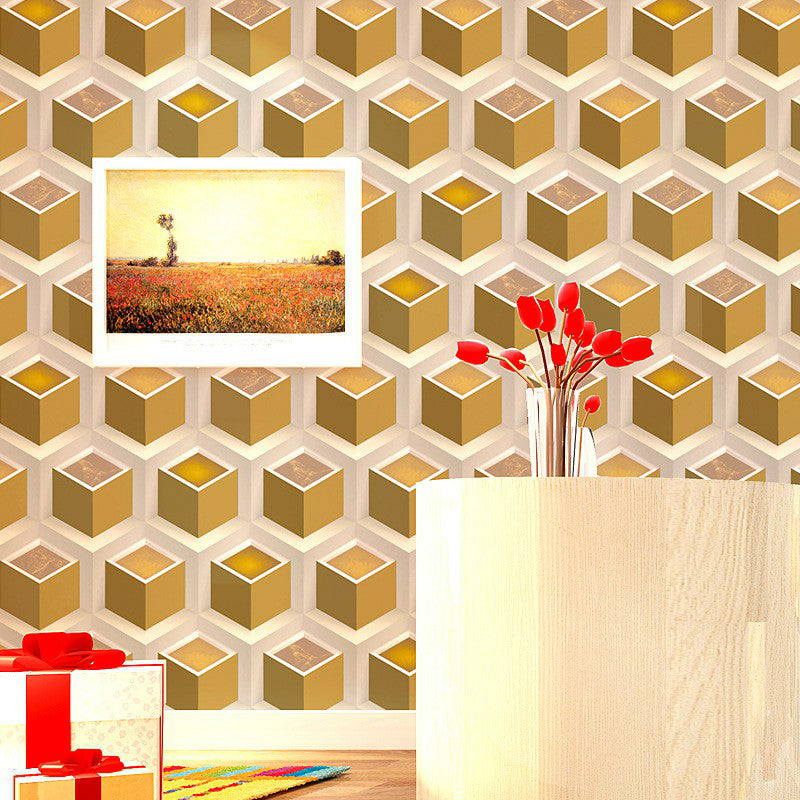 3D Matrix Wallpaper Roll Pastel Color Water Resistant Wall Decor for Living Room