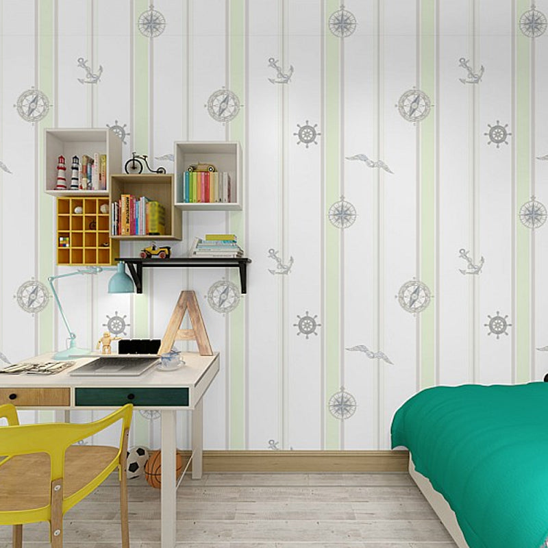 Novelty Stripe Wallpaper Pastel Color Nautical Wall Covering for Childrens Bedroom