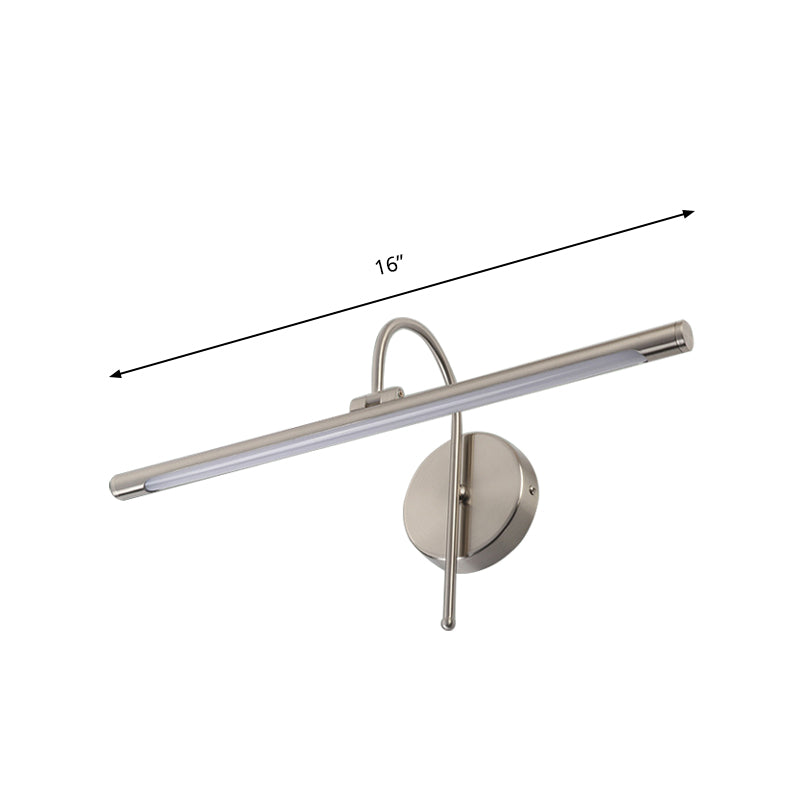 Zeitgenössische LED -Wandlampe mit Metallschatten Schwarz/Nickel Röhrenförmiger Waschtischlampe über dem Spiegel, 16 "/20" Durchmesser