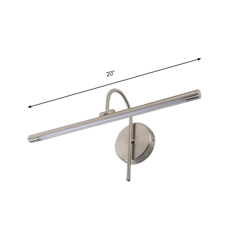 Zeitgenössische LED -Wandlampe mit Metallschatten Schwarz/Nickel Röhrenförmiger Waschtischlampe über dem Spiegel, 16 "/20" Durchmesser