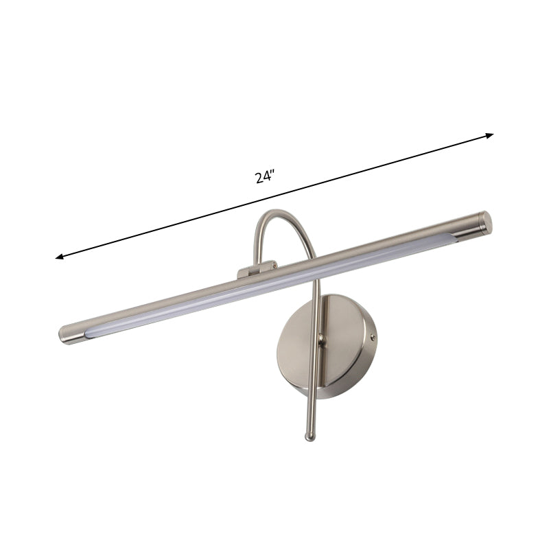 Zeitgenössische LED -Wandlampe mit Metallschatten Schwarz/Nickel Röhrenförmiger Waschtischlampe über dem Spiegel, 16 "/20" Durchmesser