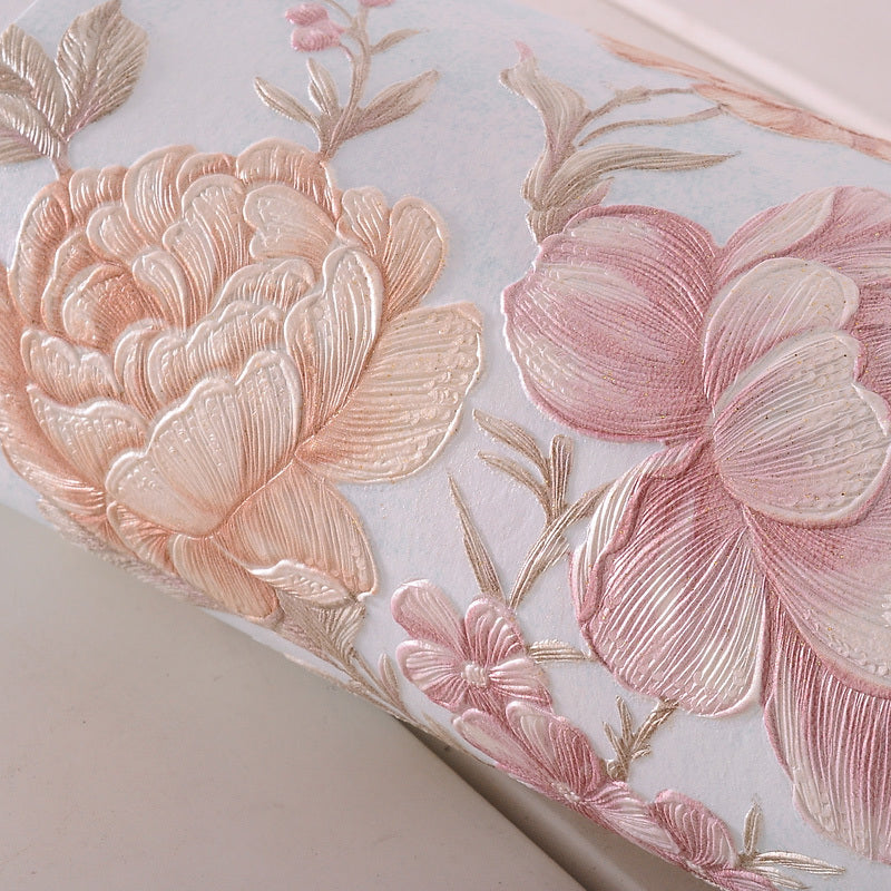 Enchanting Blossoming Peony Wallpaper for Bedroom, Pastel Color, 33' L x 20.5" W