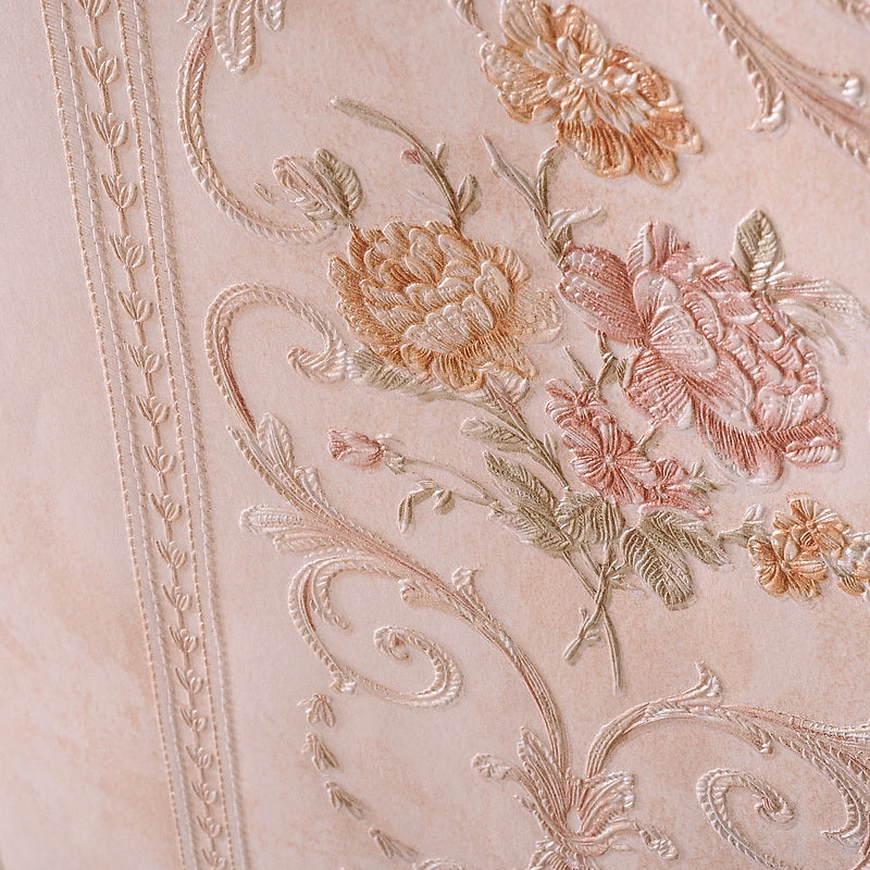 Non-Woven Stain Resistant Wallpaper Rural Embossed Peonies Wall Art for Living Room