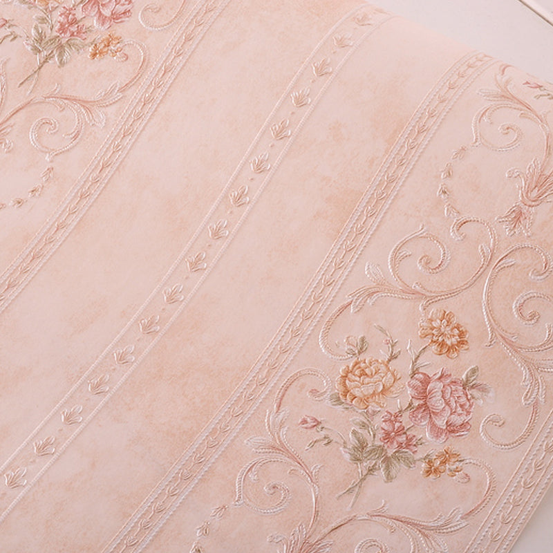 Non-Woven Stain Resistant Wallpaper Rural Embossed Peonies Wall Art for Living Room