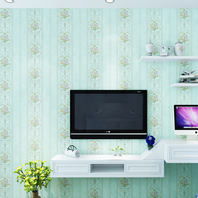 Non-Woven Stain Resistant Wallpaper Rural Embossed Peonies Wall Art for Living Room