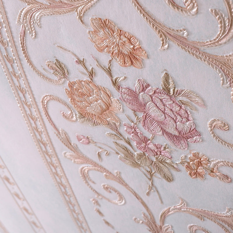 Non-Woven Stain Resistant Wallpaper Rural Embossed Peonies Wall Art for Living Room