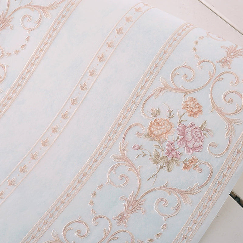 Non-Woven Stain Resistant Wallpaper Rural Embossed Peonies Wall Art for Living Room