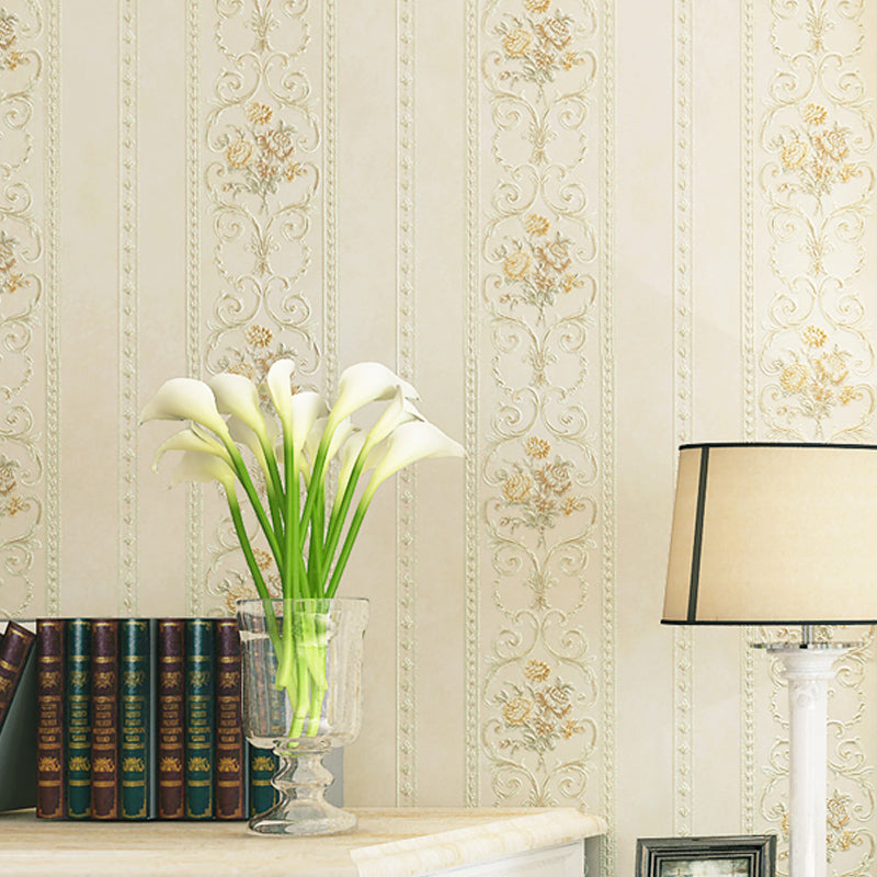 Non-Woven Stain Resistant Wallpaper Rural Embossed Peonies Wall Art for Living Room