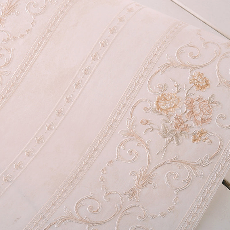 Non-Woven Stain Resistant Wallpaper Rural Embossed Peonies Wall Art for Living Room