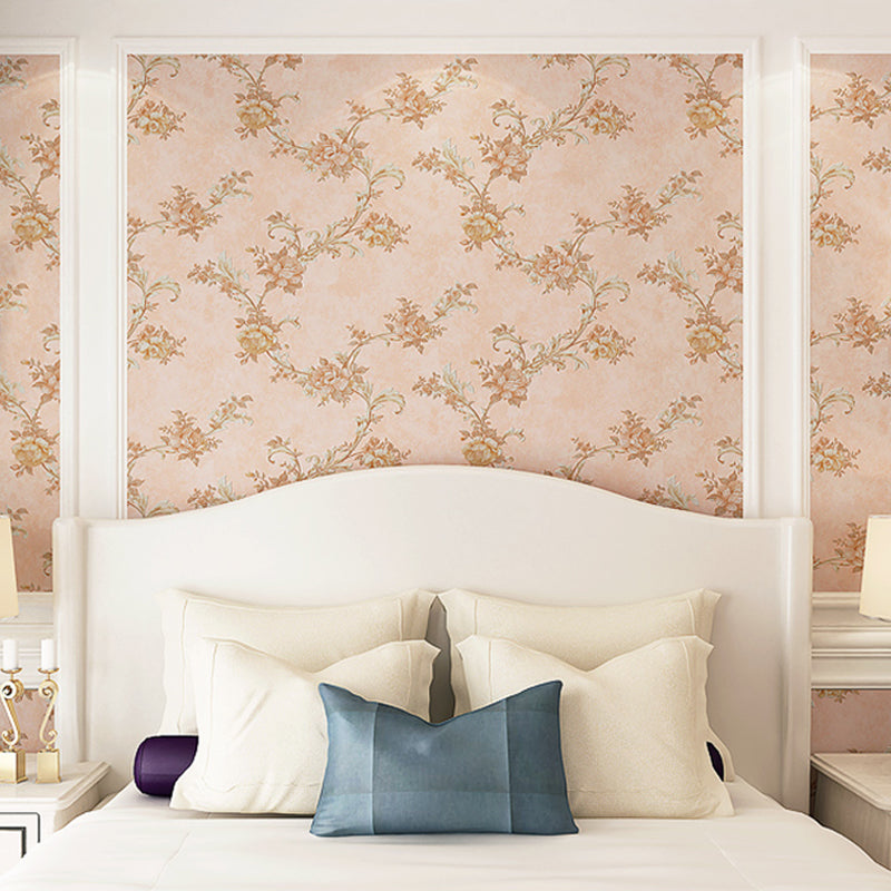 Pastel Color Rustic Wallpaper Roll 33' L x 20.5" W Peony and Branch Wall Decor for Home