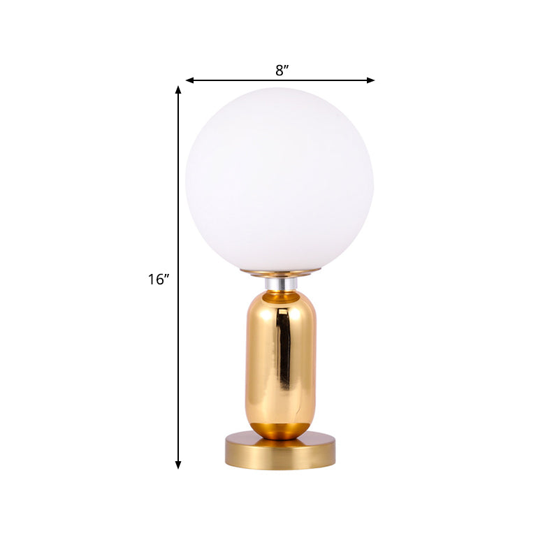 Contemporary Ball Shape Wall Lamp White Glass Single Light Study Room Wall Mounted Lighting with Metal Base in Gold