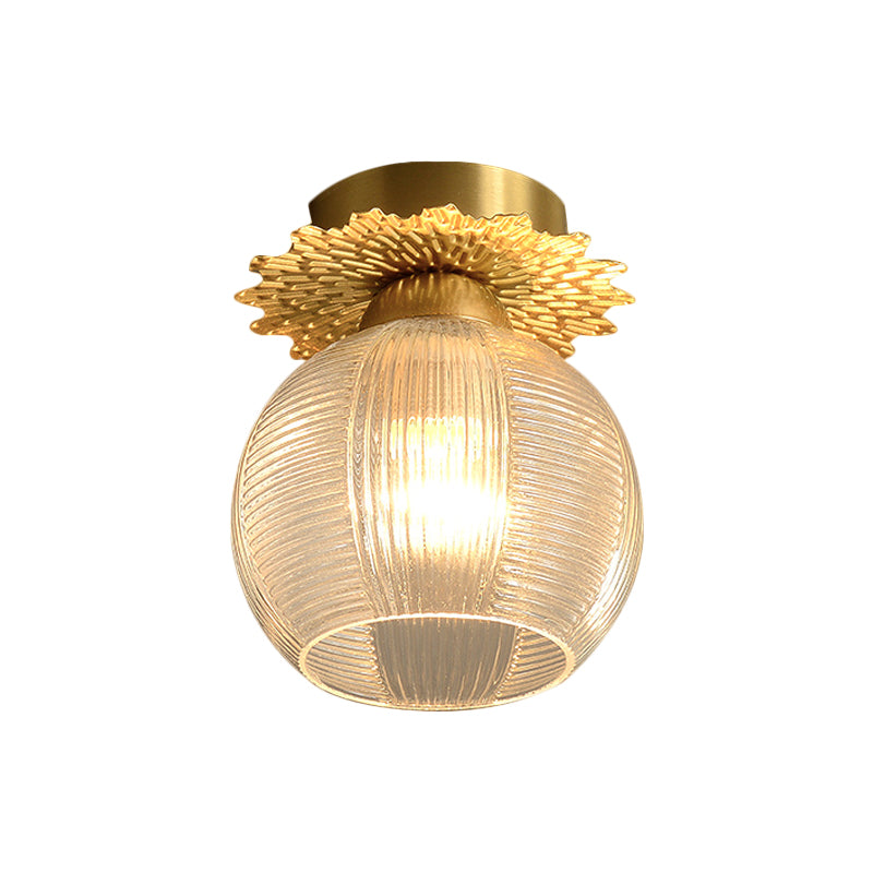 Global Semi Flush Contemporain Clair/Blanc/Bleu Prisme Verre Ampoule Unique Couloir Près du Plafonnier