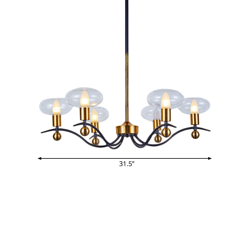 Helder glas ellipsoïde hanger kroonluchter minimalisme 6/8/12 bollen black-gold 1/2-layer hangend plafondlicht
