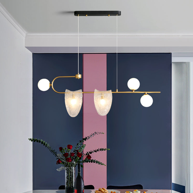 Geometrische hanger kroonluchter hedendaagse helder/roze blauw glas 5-head eetkamer led pendulum licht