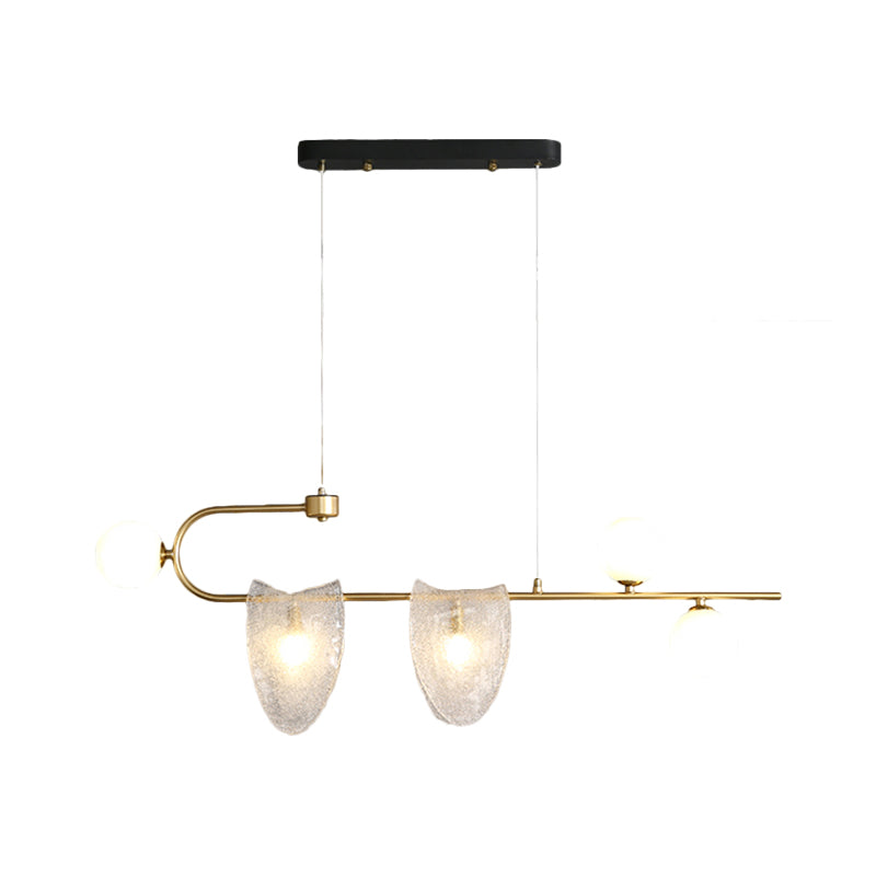 Geometrische hanger kroonluchter hedendaagse helder/roze blauw glas 5-head eetkamer led pendulum licht