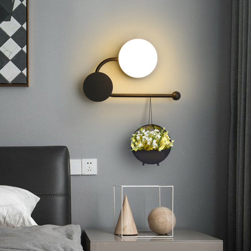 Application murale ronde Lumière Nordic PVC Bulbe simple Black and Gold Wall Murd Murd