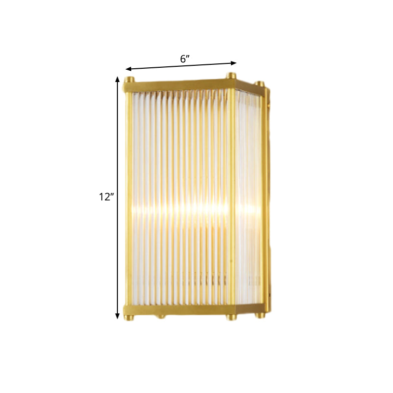 Cuboid Bedroom Wall Sconce Light moderne Crystal translucide Crystal 1/2 Head Gold Surface Murce Galce, 12 "/19.5" de large