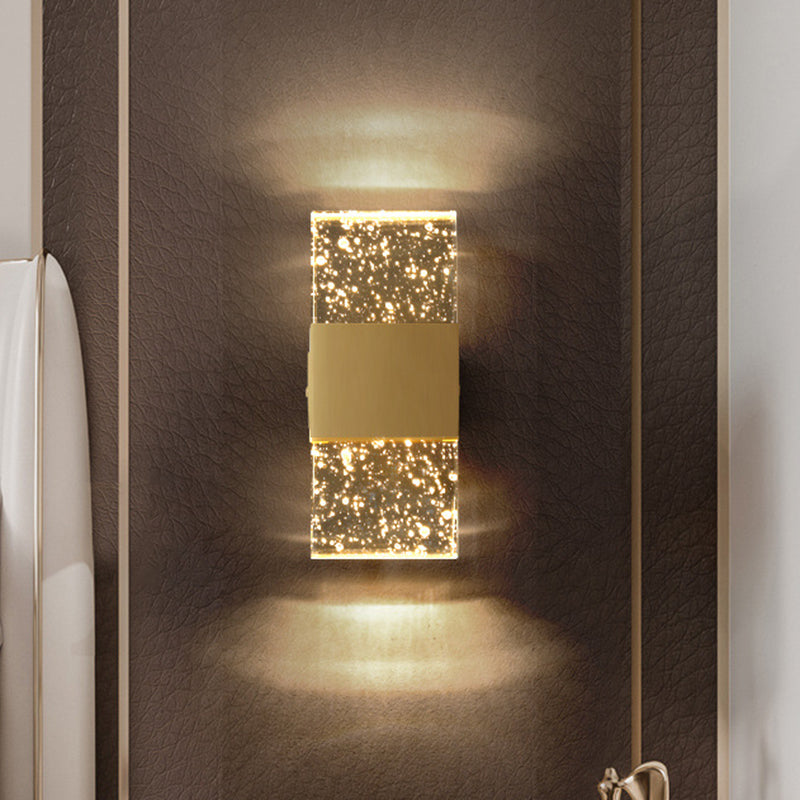 Clear Cuboid Flush Mount Contemporary Bubble Acrylic LED Sleeping Room Wall Light Fixture