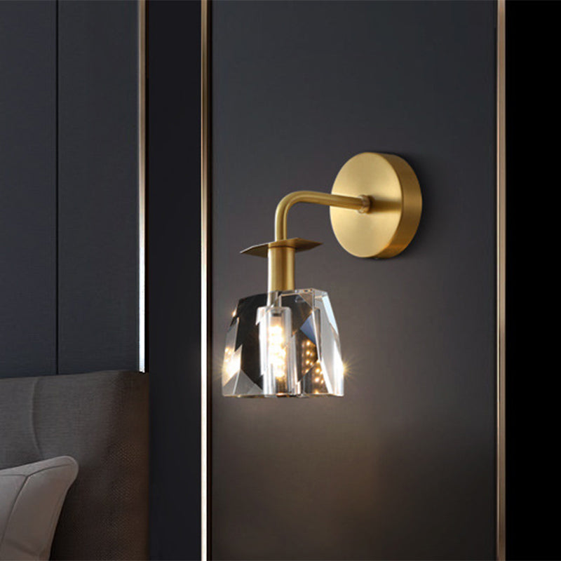 LED Faceted Crystal Wall Mounted Lamp Modern Clear Half Ball Bedchamber Surface Wall Sconce