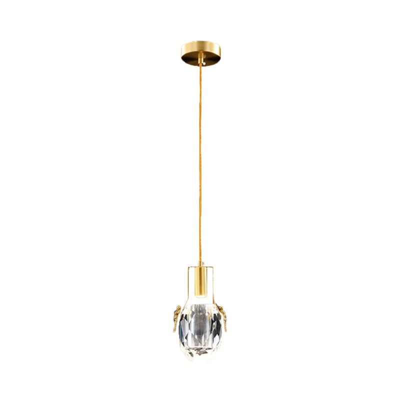 LED Mini sospensione Lucile dell'acqua moderna Ciordino a cristallo smusso chiaro in oro con ornamenti di dragonfly