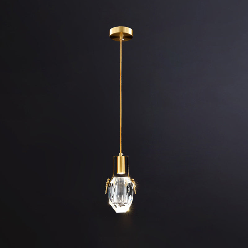 LED Mini sospensione Lucile dell'acqua moderna Ciordino a cristallo smusso chiaro in oro con ornamenti di dragonfly