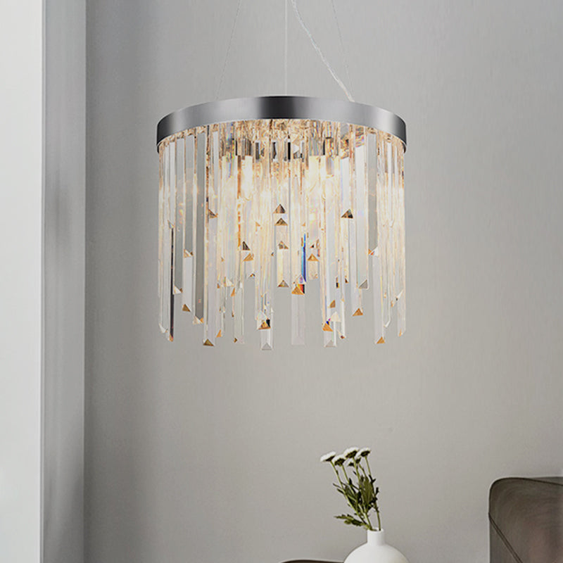 2/6 Glühbirnen Hanging Lamp Kit zeitgenössische runde klare Kristallprismen Kronleuchter, 8 "/16" breit