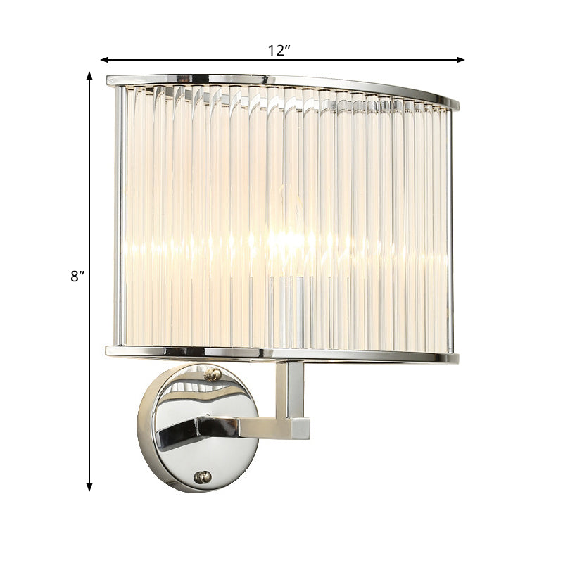 1 Bulb Oblong Wall Lamp Modern Silver Finish Clear Crystal Tube Shade Wall Sconce Lighting
