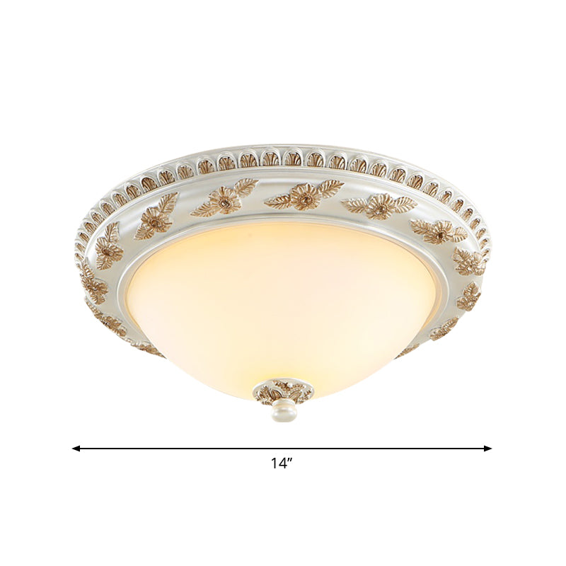 2/3 lampen halve bol inbouwlamp klassiek beige opaline glazen plafondmontagelamp voor keuken, 14"/16"/19,5" W