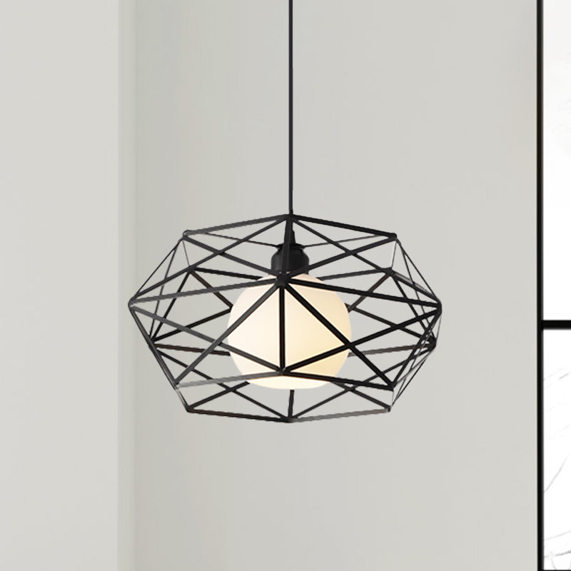 1 luminaire de suspension avec une nuance géométrique Métal Métal de salle à manger industrielle Pendante Lumière en noir / blanc