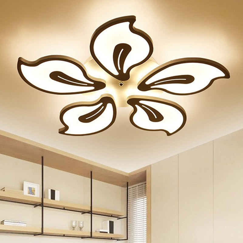 Acrylic Bauhinia Leaves Flush Ceiling Light Modernism LED 3/5/9-Light Flush Mount Light Fixture in Warm/White/Natural Light