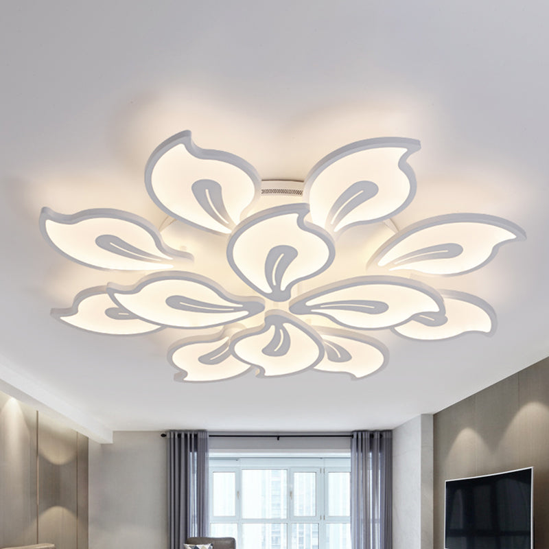 Acrylic Bauhinia Leaves Flush Ceiling Light Modernism LED 3/5/9-Light Flush Mount Light Fixture in Warm/White/Natural Light