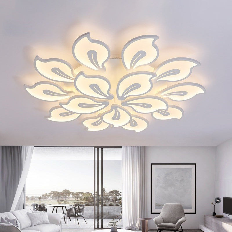 Acrylic Bauhinia Leaves Flush Ceiling Light Modernism LED 3/5/9-Light Flush Mount Light Fixture in Warm/White/Natural Light