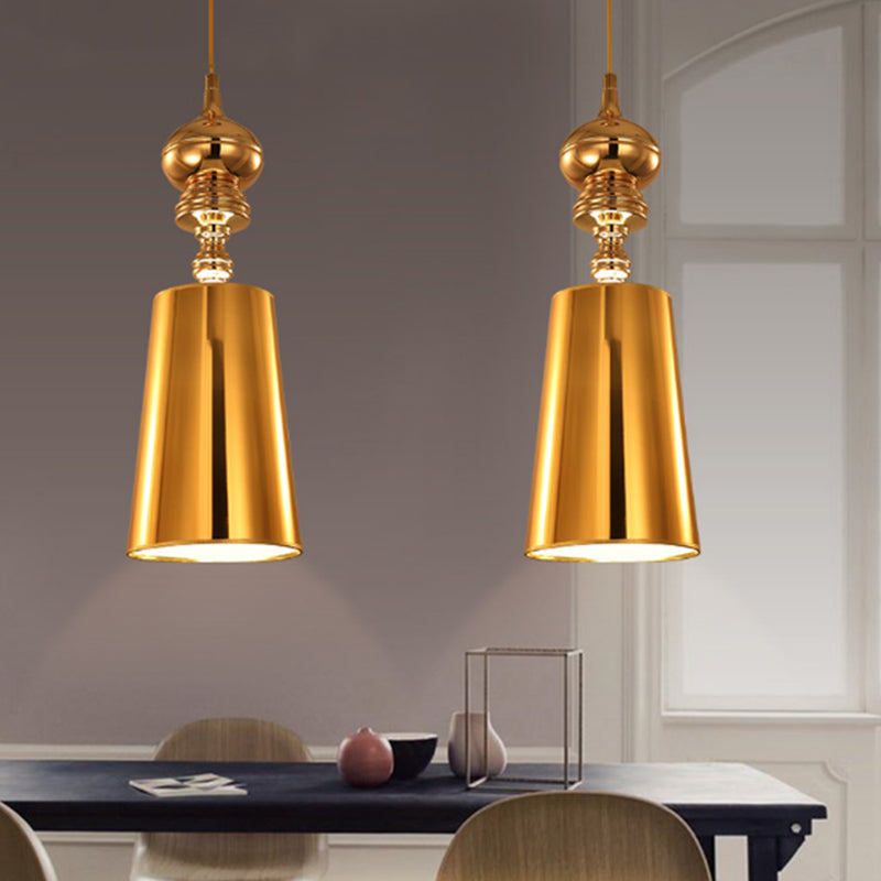 Metal Cone Pendulum Light Simplicity 1 Head Hanging Pendant Light in Silver/Gold, 6"/8"/10" Wide