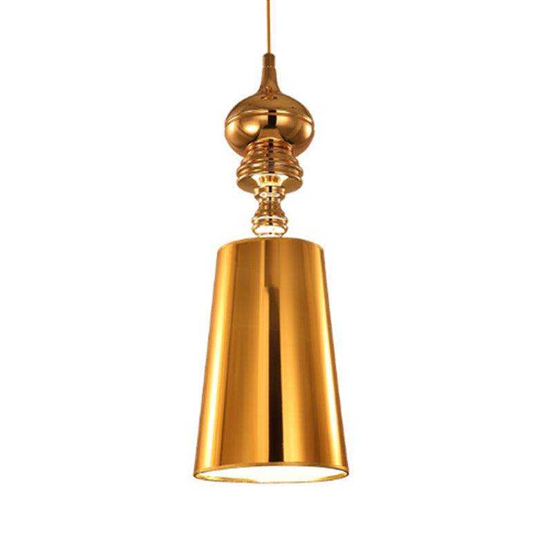 Metal Cone Pendulum Light Simplicity 1 Head Hanging Pendant Light in Silver/Gold, 6"/8"/10" Wide