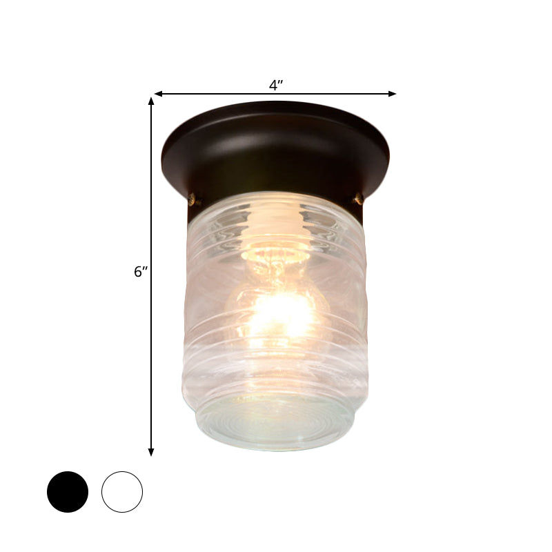Cylinder Flush Mount Lighting Modern Hand Blown Glass 1 Light White/Black Flush Ceiling Light