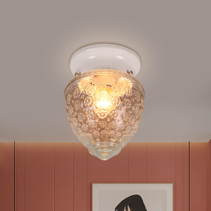 Acorn Shape Flush Mount Modernist Clear Glass 1 Light White/Black Flush Mount Light Fixture