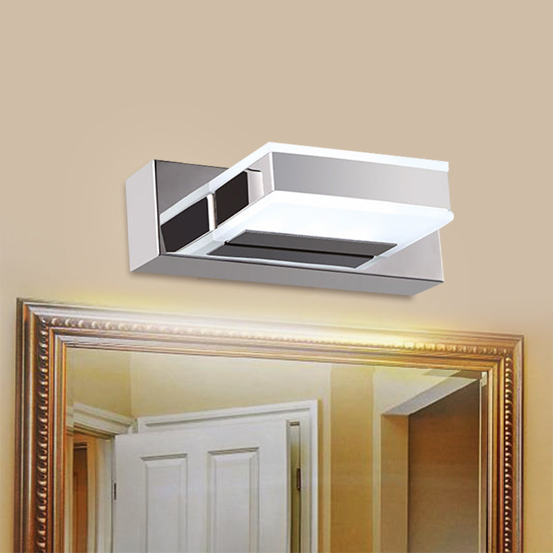 Square Block Acrylic Shade Vanity Lighting Modern Simple 1/2/3/4 Lights Wall Lamp in Chrome
