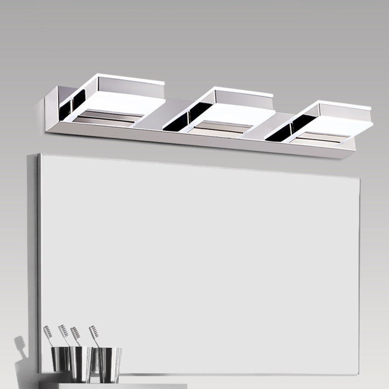 Square Block Acrylic Shade Vanity Lighting Modern Simple 1/2/3/4 Lights Wall Lamp in Chrome