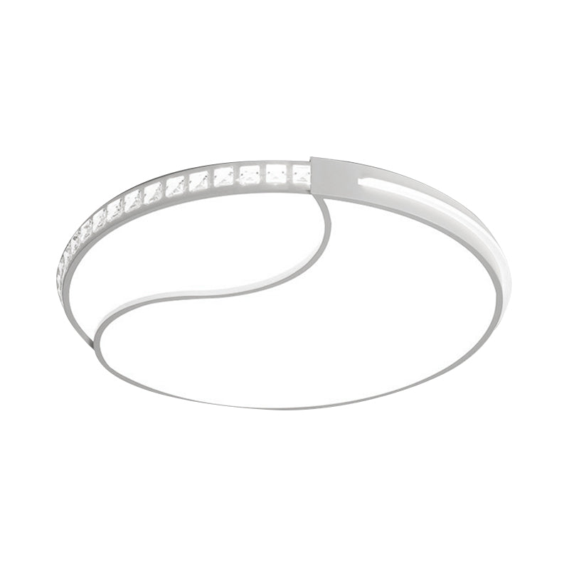 16.5"/20.5"/24.5" Wide Crystal Circular Flush Mount Lighting Contemporary LED Ceiling Light Fixture in Warm/White Light