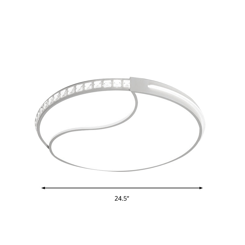 16.5"/20.5"/24.5" Wide Crystal Circular Flush Mount Lighting Contemporary LED Ceiling Light Fixture in Warm/White Light