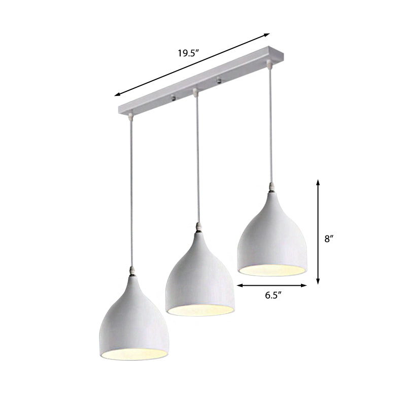 Metallic Black/White Ceiling Pendant Lighting Dome Shade 3 Lights Modernist Style Hanging Light