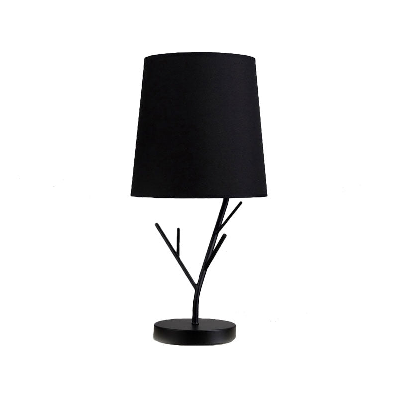 Compito conico contemporaneo Fabric di luce 1 Luce Luce Luce in bianco/nero con base di ramo