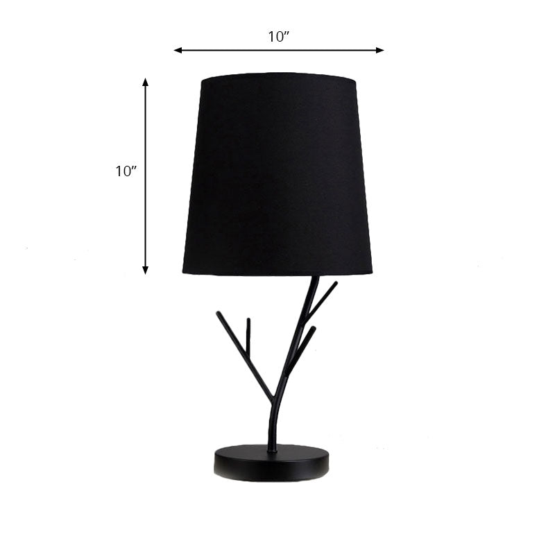 Compito conico contemporaneo Fabric di luce 1 Luce Luce Luce in bianco/nero con base di ramo